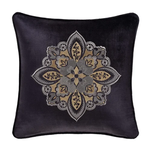 Amara indigo square embellished decorative throw pillow