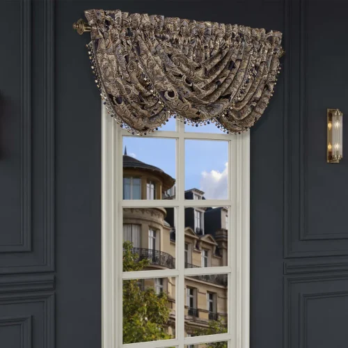 Amara indigo waterfall window valance
